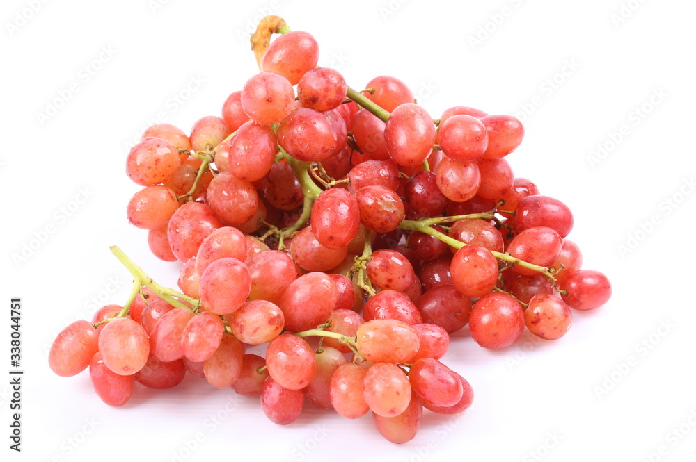 Fresh grapes on a white background.