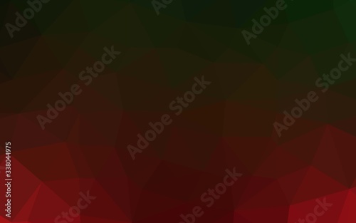 Dark Green, Red vector triangle mosaic template. Shining colored illustration in a Brand new style. Template for your brand book.