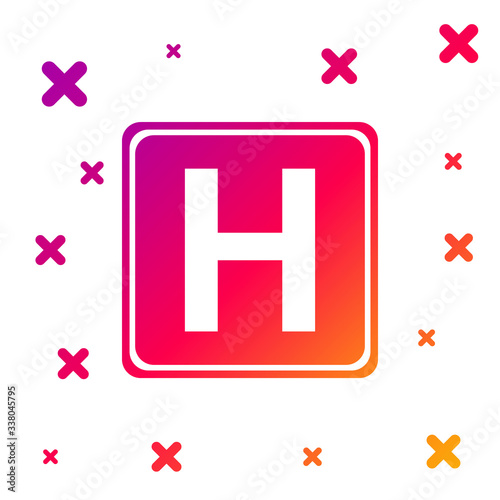 Color Hospital sign icon isolated on white background. Gradient random dynamic shapes. Vector Illustration