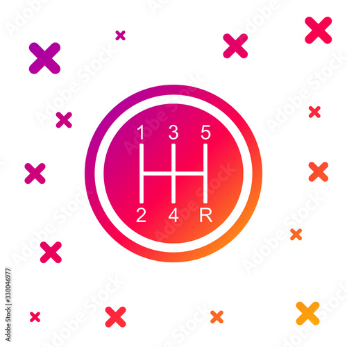 Color Gear shifter icon isolated on white background. Transmission icon. Gradient random dynamic shapes. Vector Illustration