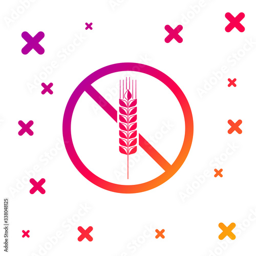 Color Gluten free grain icon isolated on white background. No wheat sign. Food intolerance symbols. Gradient random dynamic shapes. Vector Illustration
