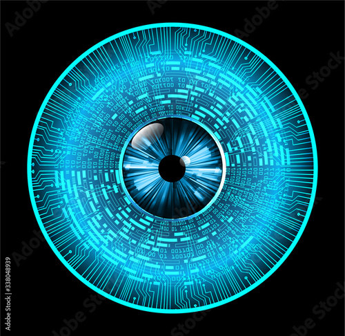 Blue eye cyber circuit future technology concept background