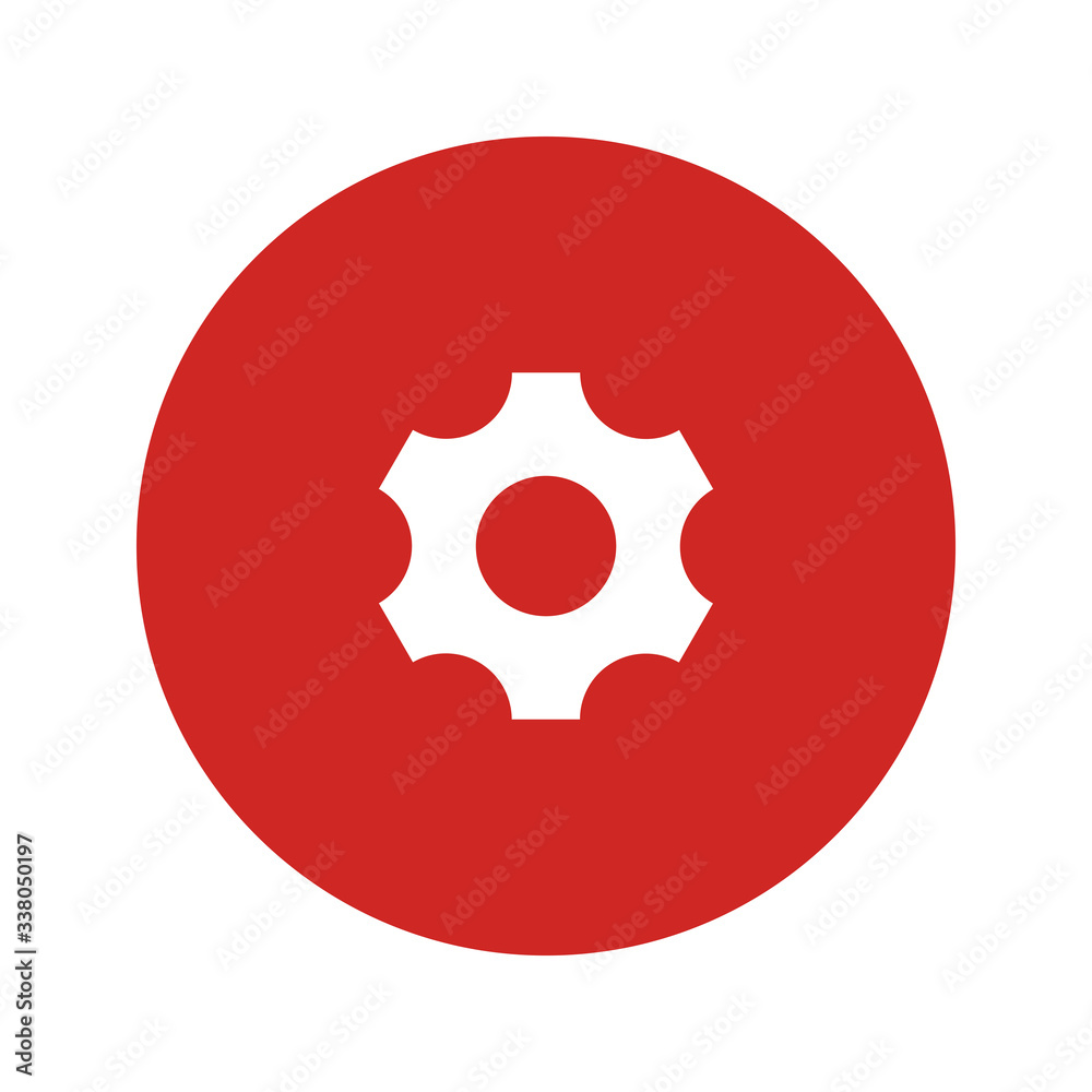 Wheel vector icon. Settings symbol. Gear and engineering sprocket sign for web or app button interface and prints infographic. Negative with circle background. Wheel vector icon. Settings symbol. Gear and engineering sprocket sign for web or app button interface and prints infographic. Negative with circle background.