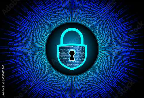 Closed Padlock on digital background, cyber security