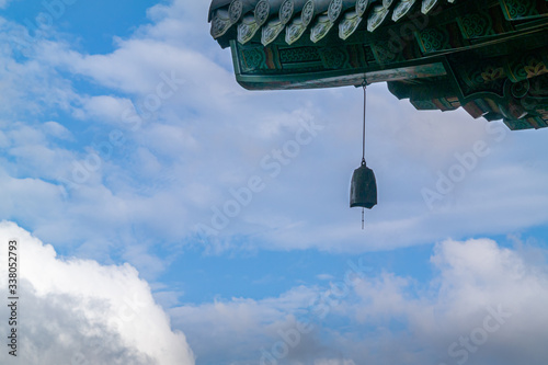 Roof and bell of Beomeosa Temple, a famous Buddhist temple in Busan, Korea