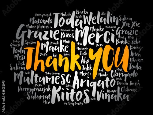 Thank You word cloud in different languages, concept background