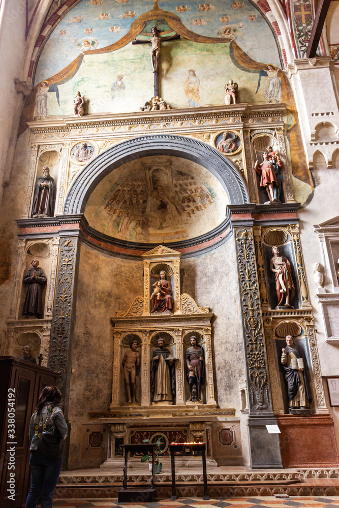 Interior of Santa Anastasia Church in Verona, Italy. Santa Anastasia is a church of the Dominican Order in Verona, it was built in 1280 -1400