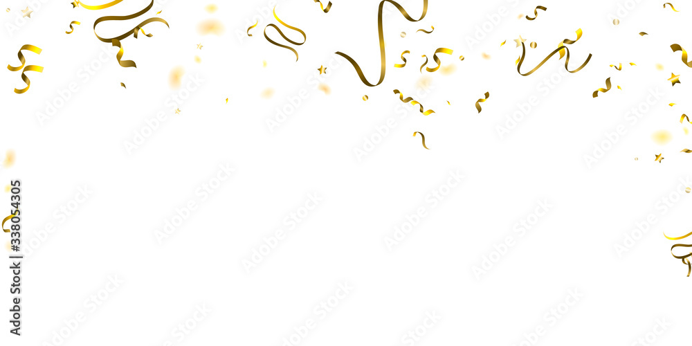 Obraz premium Holiday Serpentine. Gold Foil Streamers Ribbons.