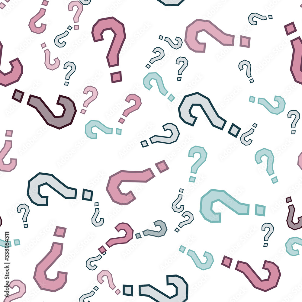 Quiz seamless pattern. Question marks, doubt, faq