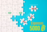 Expenses 5000 baht (Money Thailand) for use accommodation fee, electricity bill, food, etc. - saving money concept.