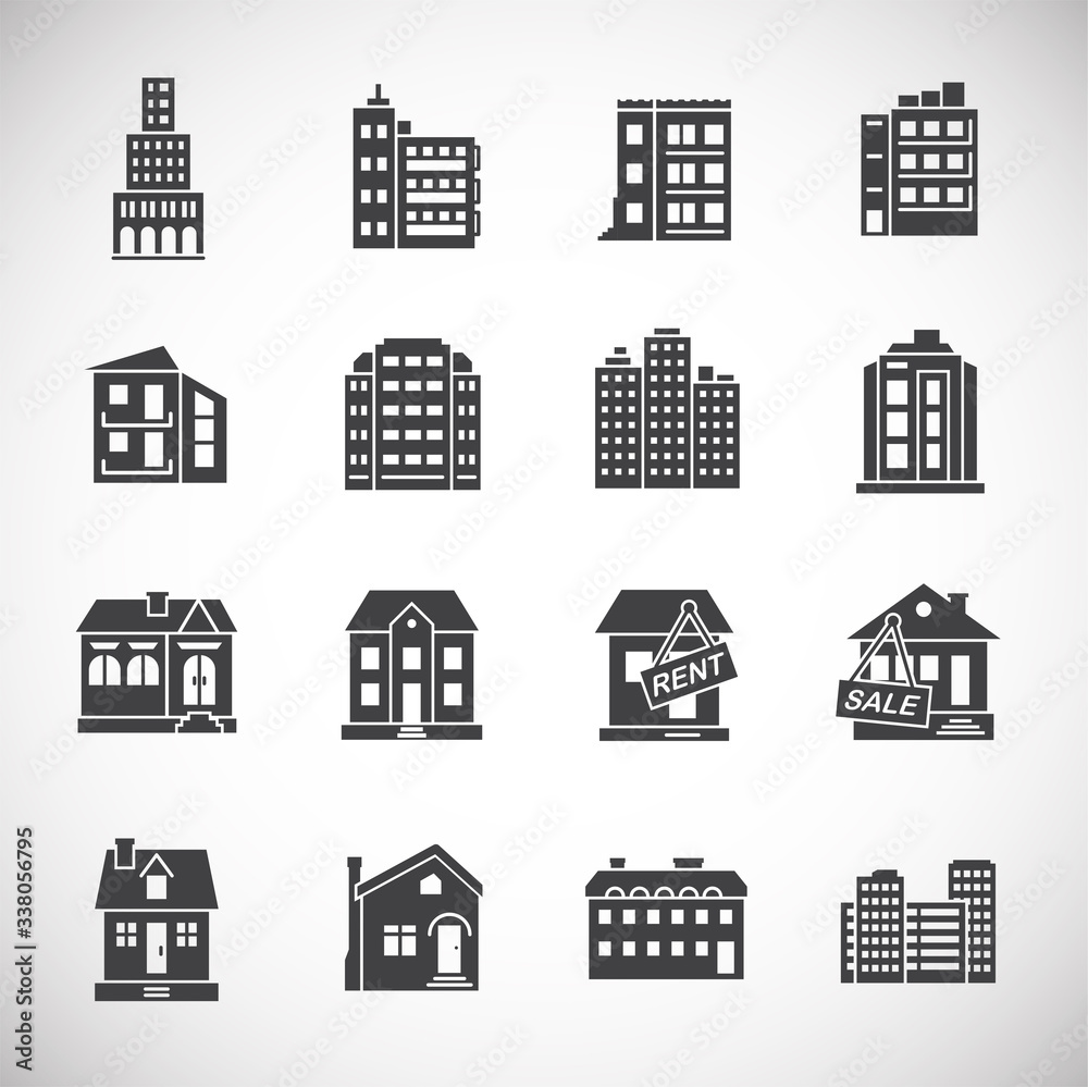 Estate related icons set on background for graphic and web design. Creative illustration concept symbol for web or mobile app