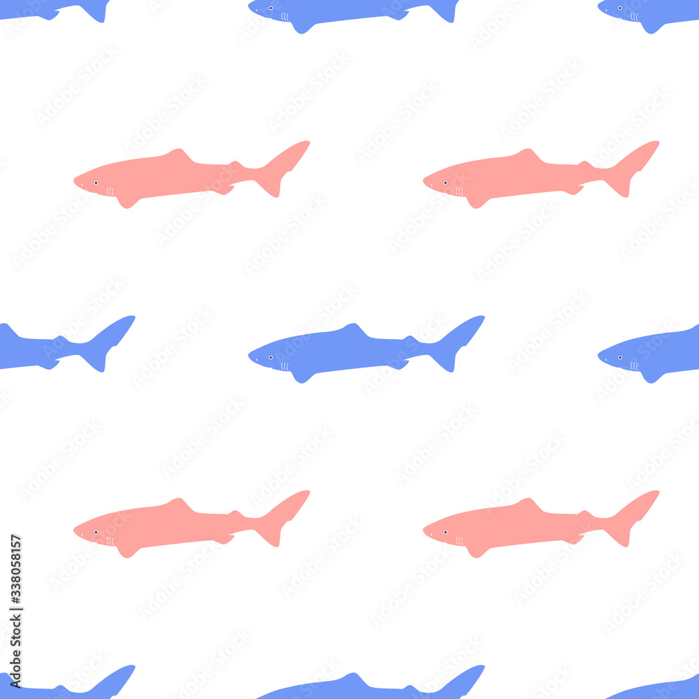 Fototapeta premium Seamless pattern with icon polar atlantic sharks. Modern vector illustration for web design or print.