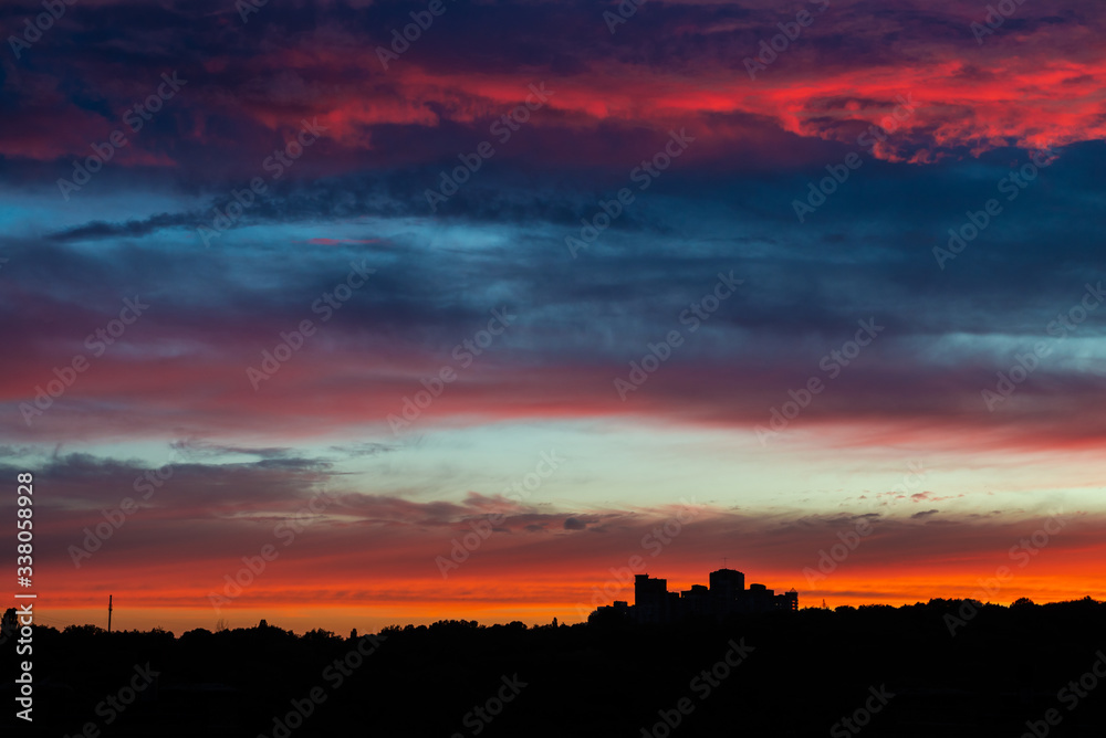 Kiev in the sunset sky cloud evening landscape