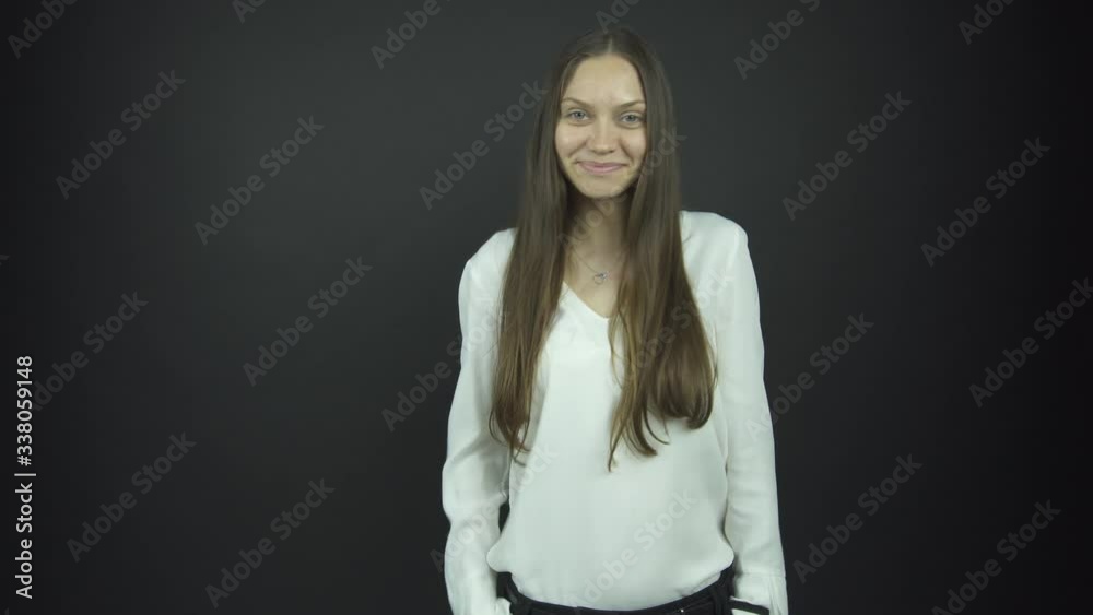 professional actress shows emotions of happiness in studio professional actress shows emotions of happiness in studio