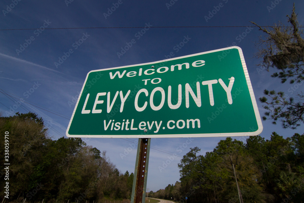 Fototapeta premium Welcome to Levy County road sign