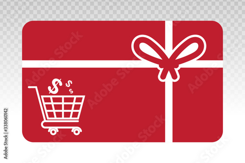 Shopping gift card vector flat icon on a transparent background.