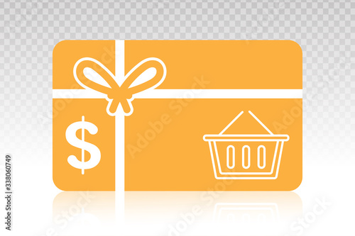 Shopping gift card vector flat icon on a transparent background. photo