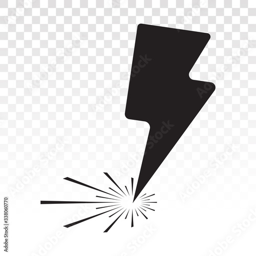 lightning bolt or thunderbolt vector flat icon on a transparent background