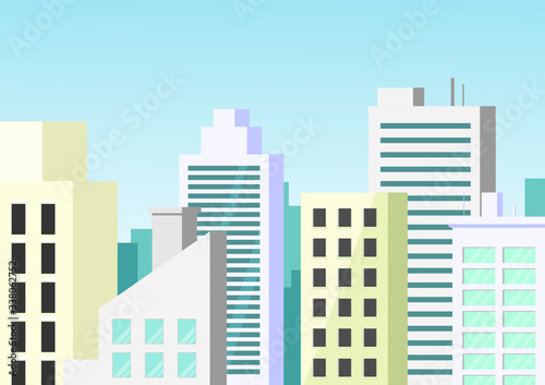 city building in flat illustration vector, urban cityscape design for background