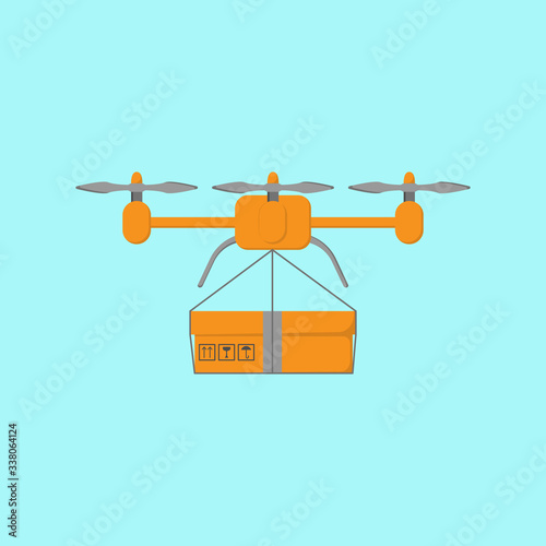 Drone with a cargo. Delivery service. Transportation concept. Vector flat illustration.