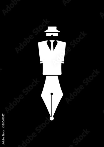 Abstract art of Business man and Pen nip on black background