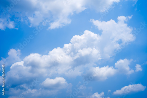 White clouds shaped like a tiger On a clear day With a blue sky background