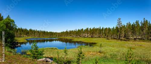 Fototapeta Naklejka Na Ścianę i Meble -  Blauer Waldsee in Norwegen, Skandianvien