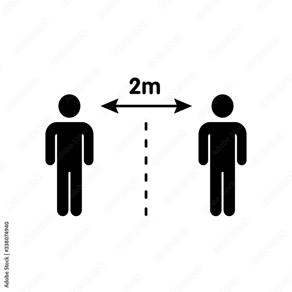 Safe distance between people. Recommended social distance 2 meters ...