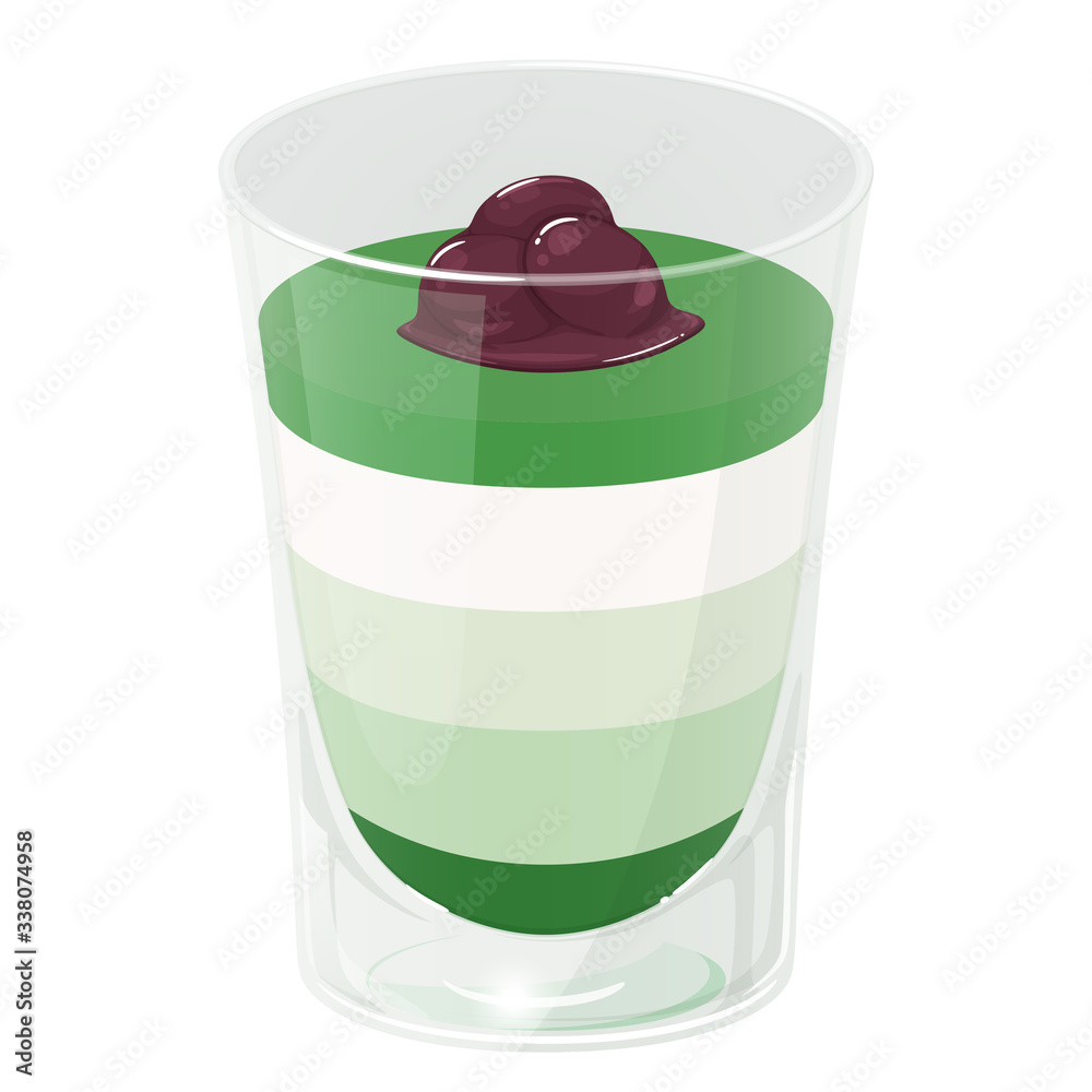グラスに入ったおしゃれなプリンのイラスト 抹茶プリン Stock Vector Adobe Stock