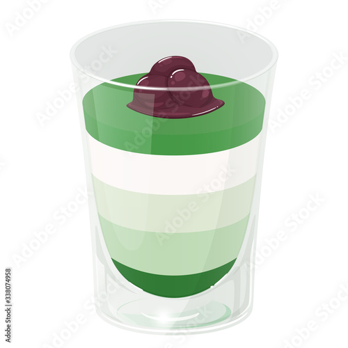グラスに入ったおしゃれなプリンのイラスト 抹茶プリン Stock Vector Adobe Stock