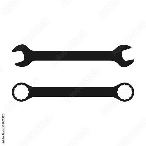 Wrench icon. Flat vector illustration spanner on white background.