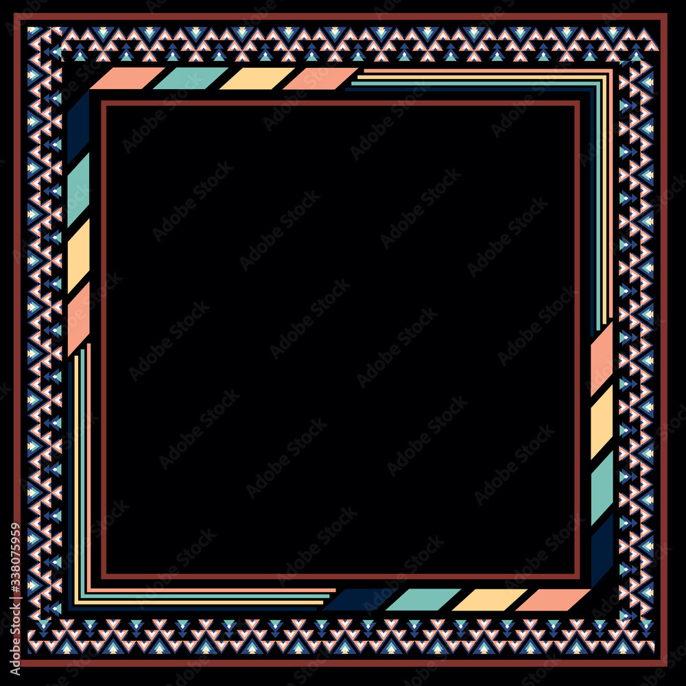 printed silk square scarf with ethnic design printed silk square scarf with ethnic design
