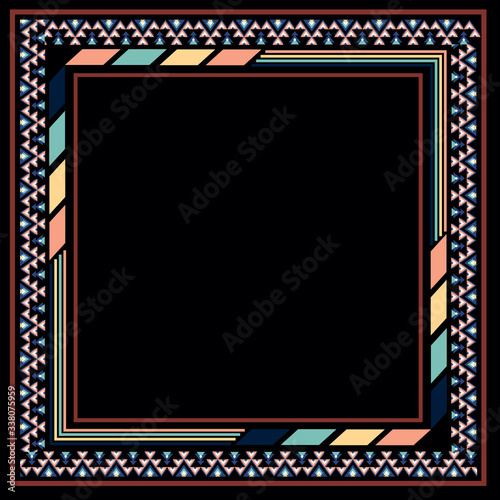 printed silk square scarf with ethnic design 