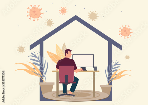 Man working at home during coronavirus pandemic
