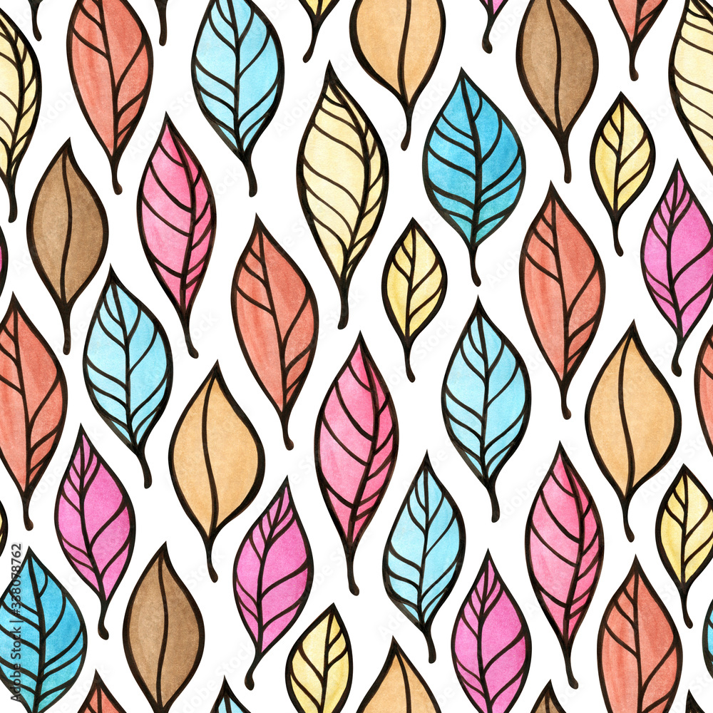 Abstract seamless pattern of decorative leaves. Abstract seamless pattern of decorative leaves.