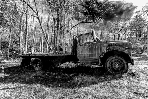 old truck in the forest