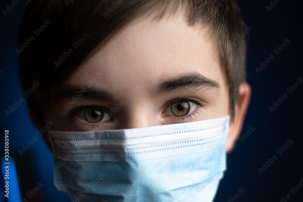 child in a medical mask protection from coronavirus child in a medical mask protection from coronavirus