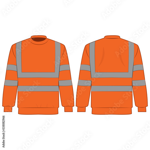 Orange high visibility sweatshirt isolated vector on the white background
