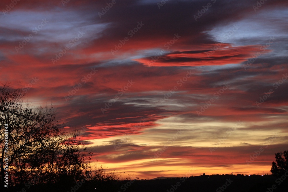 Sunset over the field.