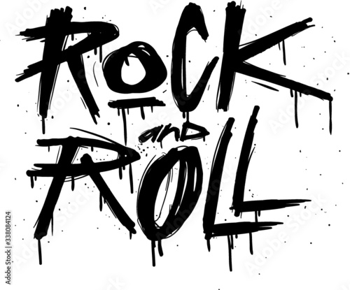 Hand draw sketch Rock and Roll illustration. Rock`n`Roll tattoo print.