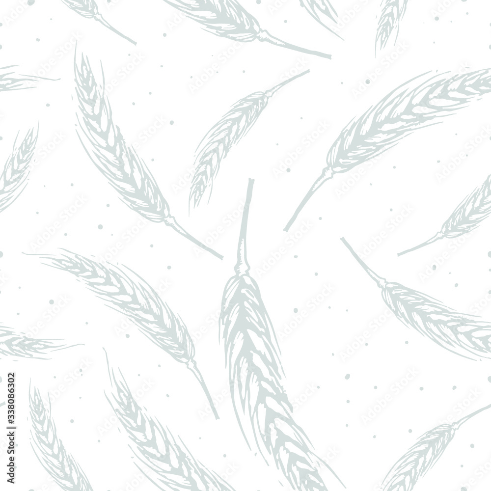 Fototapeta premium Vector seamless pattern illustration ears of wheat. Malt beer background. Autumn harvest.