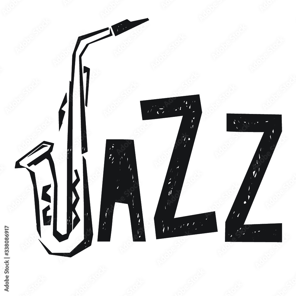 Jazz festival lettering. Music poster. Calligraphy. Isolated vector illustration on a white background.