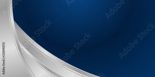 Blue silver presentation abstract background with curve wave frame element