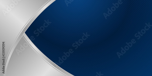 Blue silver presentation abstract background with curve wave frame element