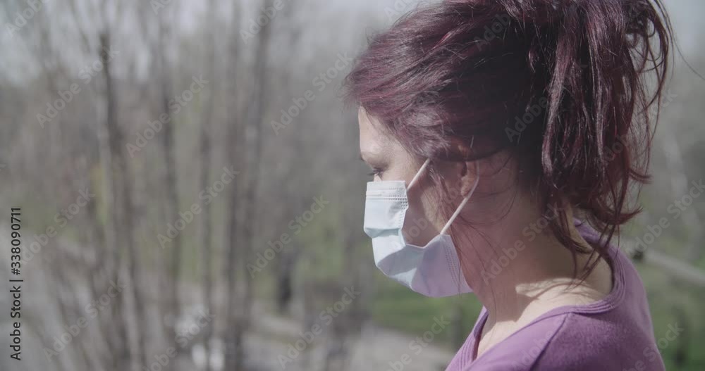 Woman wearing mask close up covid 19 pandemic crisis Woman wearing mask close up covid 19 pandemic crisis