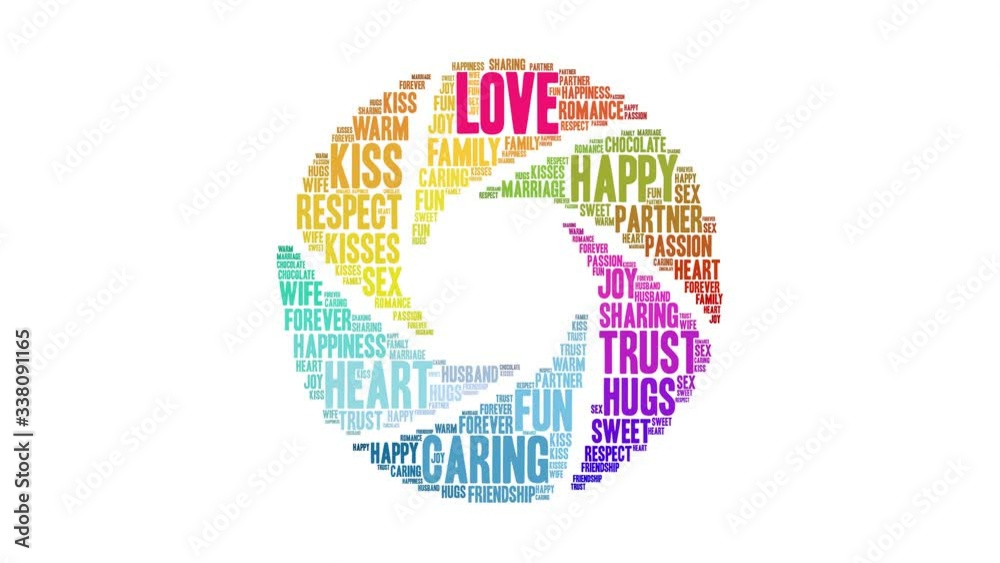 Love animated word cloud on a white background. Love animated word cloud on a white background.