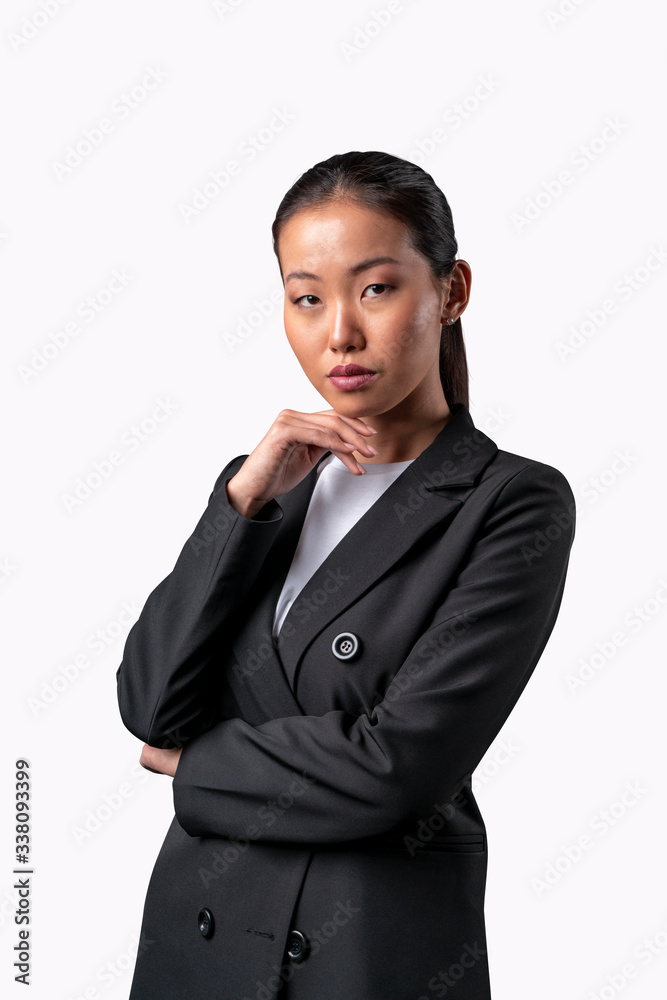 Portrait of an attractive pensive asian businesswoman isolated on white background Portrait of an attractive pensive asian businesswoman isolated on white background