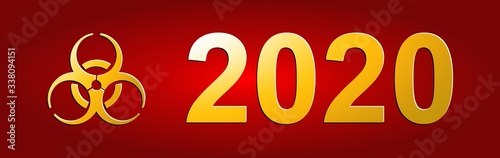 Biohazard symbol in marked closed stress due to 2020.