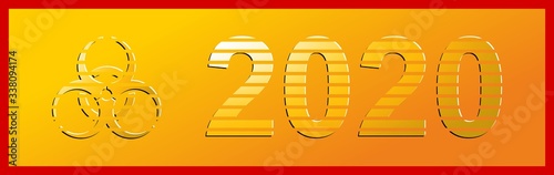 Biohazard symbol in marked closed stress due to 2020.