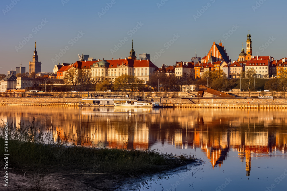 City Skyline Of Warsaw Sunrise River View